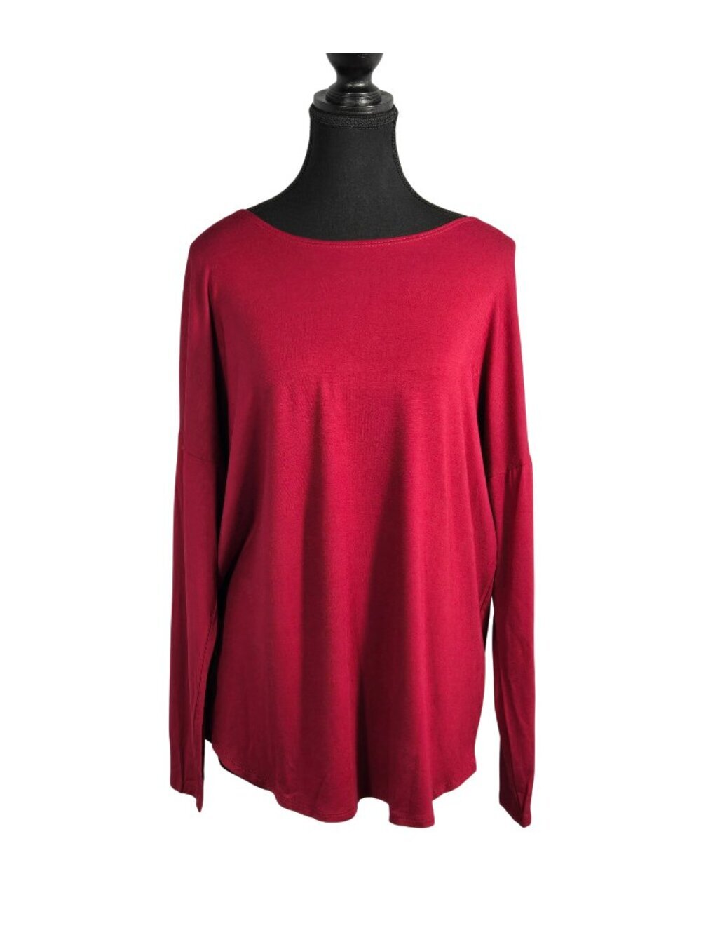 NWOT | Azules Wine Red Soft Knit Draped Dolman Long Sleeve Top | Small